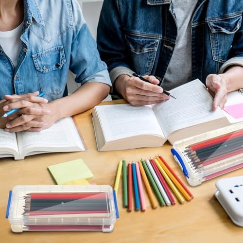 Gueevin 24 Pcs Pencil Box Clear Plastic Pencil Case, Blue - Image 6