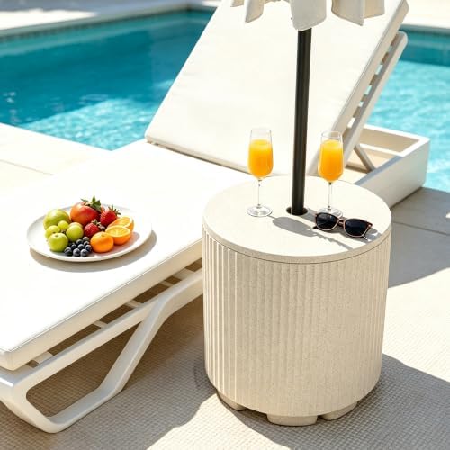 NicBex 2 Pack Outdoor Umbrella Base Table with 1.5 Inch Hole,Beige - Image 2