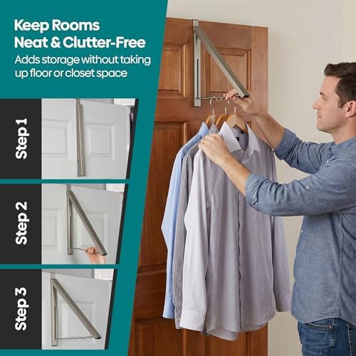 HOLDN’ STORAGE Over The Door Hanger, Single Foldable Rack Organizer, 2 Pack - Image 6