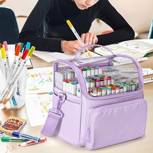 Rexmica Large Marker Organizer Case Storage Bag for 180 Marker Pen, Purple - Image 6
