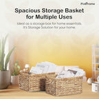 Large Handwoven Water Hyacinth Storage Wicker Basket with 2 Handles - Brown - Image 3