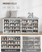 Hzuaneri Shoe Storage Bench with Cushion, Storage Bench with 24 Cubbies - Image 4