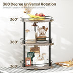 YATINEY 3-Tier Lazy Susan Organizer, Rotating Spice Rack, Spinning Organizer, Industrial Turntable Spice Rack Organizer for Cabinet, Kitchen Countertop, Greige and Black SR23BG - Image 2