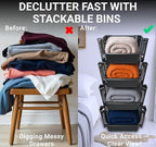 Skywin Stackable Storage Bins Open Front for Pantry Storage, 4 Pack - Black - Image 4