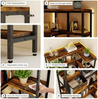 YOSHOOT L-Shaped Corner Bookshelf with LED Light Strips & Fabric Drawer, 5-Tier Industrial Convertible Book Shelf Freestanding Display Shelf for Living Room, Home Office, Bedroom (Rustic) - Image 7