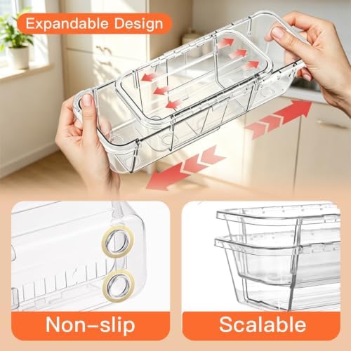 Expandable Drawer Organizer Set, 15 Clear Bins, 2 Sizes - Image 3