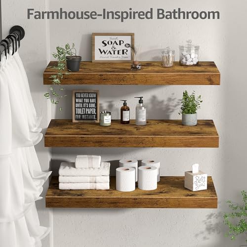 QEEIG 10" Deep Floating Shelves for Wall (Brown, Set of 3, 23.6" x 10") - Image 5