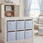 Geelin 6 Pcs Blue Bow Seashell Storage Bin 11 in Storage Basket with Handle - Image 5