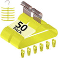 VECELO Premium Velvet Clothes Hangers Suit Heavy Duty (50 Pack)-Non Slip & Space-Saving with 6 Finger Clips & Tie Rack Excellent for Men and Women,Yellow by VECELO