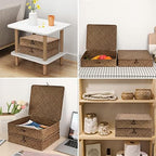 Hipiwe 2 Packs FLat Woven Wicker Basket Bin with Lid, Large Seagrass Baskes - Image 2