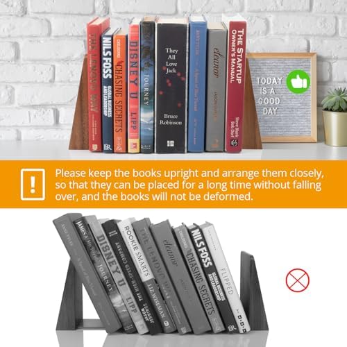 DRELIFAM Walnut Book Ends Heavy Duty Handmade Bookends for Shelves Book Ends Decorative to Hold Heavy Books (Walnut Wood Large) - Image 3