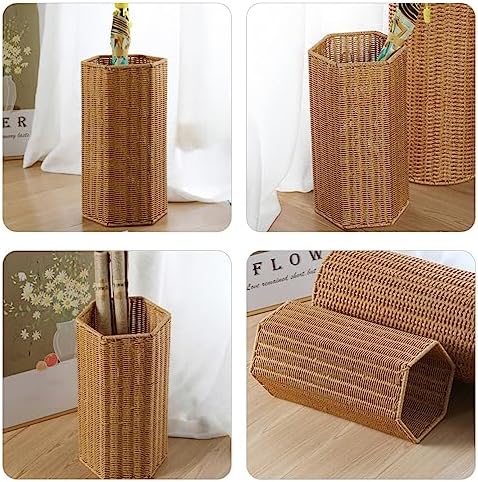 Alipis Woven Umbrella Stand for Entryway Freestanding Umbrella Holder Basket Storage Rack Tall Floor Woven Bucket Flower Vase for Canes Walking Sticks Organizer - Image 5