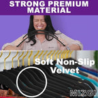 MIZGI Premium Velvet Hangers Pack 100 Pcs Heavyduty - Non Slip Slimline - Velvet Suit Hangers Black - Gold Hooks,Space Saving Clothes Hangers - Image 3