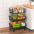 3-Tier Rolling Pantry Organizers and Storage Cart with Wheels – Stackable Wire Snack Cart for Kitchen, Pantry Shelves and Storage Rack for Fruit, Vegetables, Onion, Potato, 1 Pcs by Gsiekare