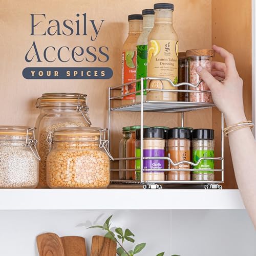 Pull Out Spice Rack for Cabinet, Spice Organizer 8-1/2"W x10-3/8"D x8-7/8"H - Image 6