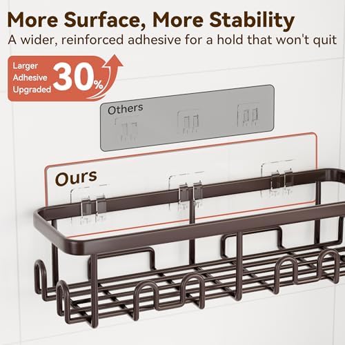 YASONIC Shower Caddy Adhesive, Rustproof Shower Organizer, Wall Shower Rack - Image 6
