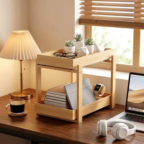 Bamboo Under Sink Organizer Adjustable Height 2 Tier Bathroom Organizer - Image 4