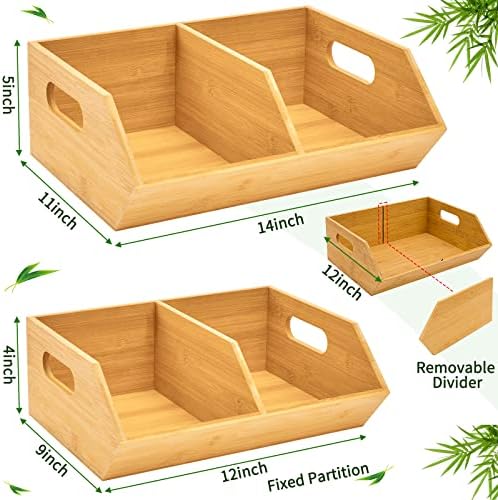 2 Set Bamboo Storage Bin, Pantry Organization and Storage Baskets, Kitchen Organization, Potato and Onion Storage Bin - Ideal for Pantry, Countertop, and Vegetable Storage - Image 6