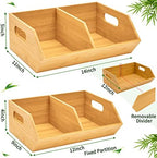 2 Set Bamboo Storage Bin, Pantry Organization and Storage Baskets, Kitchen Organization, Potato and Onion Storage Bin - Ideal for Pantry, Countertop, and Vegetable Storage - Image 6