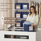 Homsorout Storage Cube 11 Inch - Cube Storage Bins with Window, Closet Storage Baskets with Handle, Fabric Bins for Closet, Shelves, Toys, Clothes, Set of 8, Navy Blue - Image 2