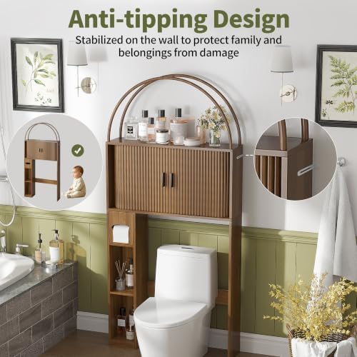 Arched Over The Toilet Storage Cabinet, Bathroom Storage Cabinet, Walnut - Image 5