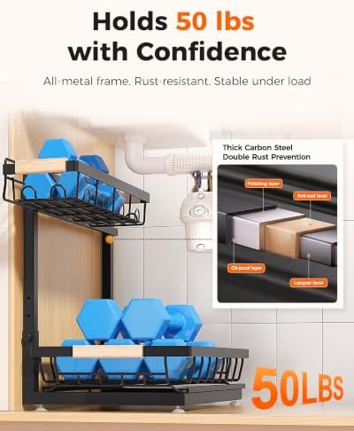 Sevenblue 3-Pack Under Sink Organizer, 2-Tier Pull-Out Cabinet Organizer - Image 6