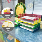 Mind Reader Stackable Paper Tray, Classroom Organizer, File Storage, Teachers, Metal Mesh, 4 Pcs., Multi-Colored - Image 4