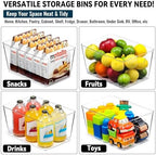 12 PACK LARGE Sturdy Clear Storage Bins, Plastic Home Pantry Organizer Bins - Image 6