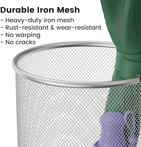 DUNCHATY 3 Pack Metal Mesh Umbrella Stand for Entryway - 19.5 Inch Heavy Duty Iron Umbrella Holder with Seamless Bottom - Freestanding Indoor Organizer Rack for Walking Canes and Bats, Silver - Image 2