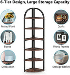 Tribesigns 6 Tier Corner Shelf, 71 inch Tall Corner Bookshelf for Small Space, Rustic Plant Stand Display Rack for Living Room, Home Office, Kitchen - Image 6