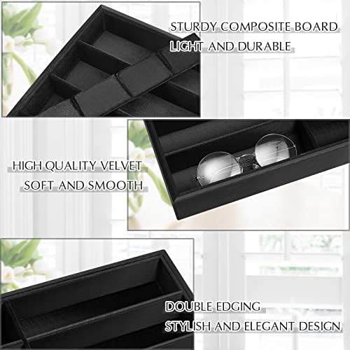Amylove 4 Pcs Black Sunglass Organizer Trays 8 Grids Velvet Glasses Holder Jewelry Display Organizer Eyeglasses Storage Box Drawer - Image 3