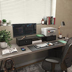 WESTREE Dual Monitor Stand Riser with Two Drawers, Extra Large Storage Monitor Stand for 2 Monitors, Desktop Oraganizer Stand for Computer,Laptop,Screen,Printer,TV - Image 6