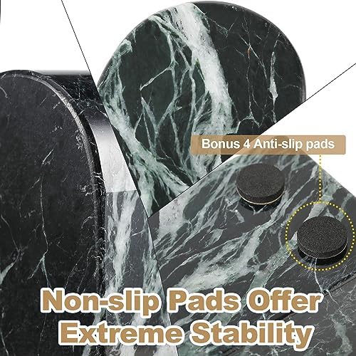 Koville Italian Natural Marble Bookends for Shelves, Decorative Book Ends, 7lbs Heavy-Duty Marble Book Holders, Bookshelf Apartment Decor for Normal Books/CD/Video Games(Verde Remeggiato) - Image 3
