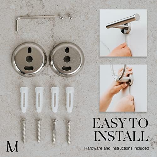 Marmolux ACC Bathroom Hardware Set - 4 Pieces Wall Mount Accessories - Towel Hooks, Hand Towel Holder, Towel Ring, Toilet Paper Holder - Made of SUS 304 Stainless Steel with Brushed Finish - Image 3