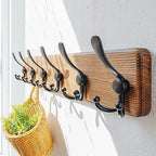 Dseap Coat Rack Wall Mounted - 24" Long 6 Tri Hooks, Heavy Duty Wooden Wall Coat Hanger Coat Hook for Clothes Hat Jacket Clothing, Natural and Black - Image 2