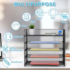 2 Pack Legal/A4/Letter Size Desk Paper Organizer Desktop File Organizer Document Sorter, 5 Tier Mesh Letter Tray File Folder Holder Office Accessories Organization - Image 3