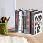 Book Ends, Bookends, Bookends for Shelves, Bookend, Book Ends for Heavy Books, White Metal Book Shelf Holder Home Decorative, Book Stoppers for Shelves, Bookend Supports 6 Pair - Image 6