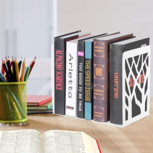 Book Ends, Bookends, Bookends for Shelves, Bookend, Book Ends for Heavy Books, White Metal Book Shelf Holder Home Decorative, Book Stoppers for Shelves, Bookend Supports 6 Pair - Image 6