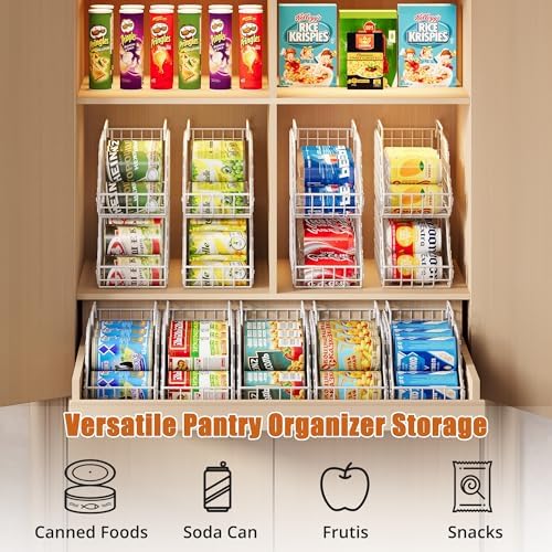 Sonyabecca 4-Pack Stackable Can Rack Organizer for Kitchen Pantry，White - Image 5