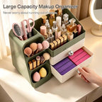Large Capacity Makeup Organizer Countertop with Makeup Brush Holder for Vanity, Thickened Material(Green) - Image 3