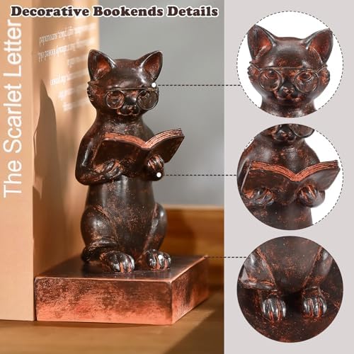 Cat Decorative Bookends, Set of 2 Book Ends for Heavy Books - Image 5