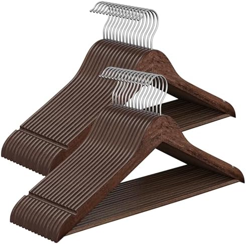 SONGMICS Wooden Hangers, 30 Pack, Basic Wood Clothes Hangers, Space Saving by SONGMICSbySONGMICSHOME