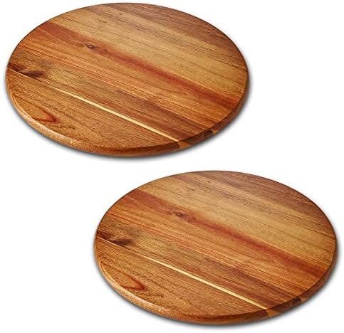 Acacia Wood Lazy Susan Wood Turntable Tray Cabinet Organizer, 12" (Two Pieces) by oridom