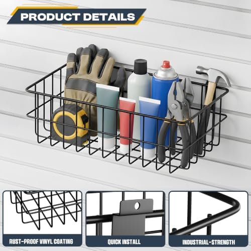 4-Pack Slatwall Baskets Set, Garage Slatwall Accessories, 4 Size - Image 4