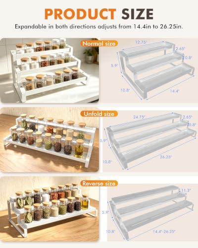 Spice Rack Organizer for Cabinet 16"-29" Expandable Metal 3 Tier Spice Rack - Image 2