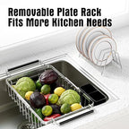 Expandable Dish Drying Rack in Sink,Stainless Steel Over The Sink Dish Drainer Drying Rack for Kitchen Counter,with Utensil Holder,Silver - Image 4