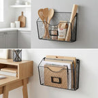 PAG-Mass 3 Pockets Hanging File Holder Wall Mount Mail Organizer Metal Chicken Wire Magazine Rack with Tag Slot, Black - Image 7