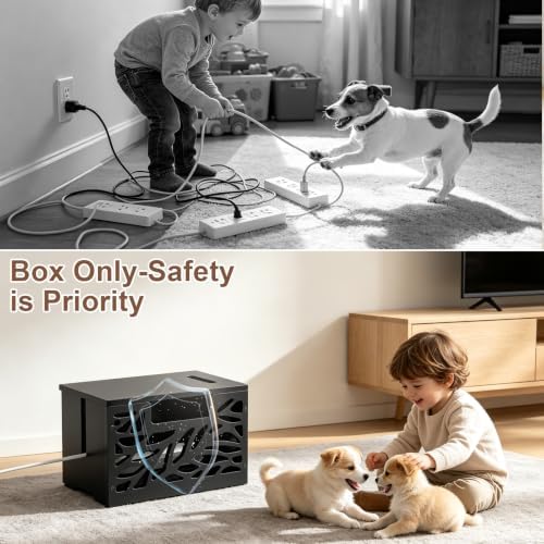 Large Cable Management Box, Cord Hider for Power Strip, Black - Image 5