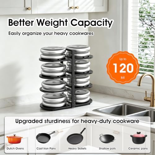 Adjustable Pots & Pans Organizer for Cabinet: 8-Tier Heavy Duty Pan Rack - Image 3