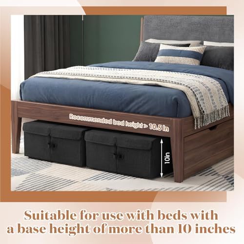 Geelin 4 Pack Under Bed Storage with Wheels, 10 Inch Height 65L Large Capacity Foldable Underbed Storage Bins with Lids & Handles, Easy Assembly Rolling Under Bed Containers for Clothes Blankets Shoes - Image 5